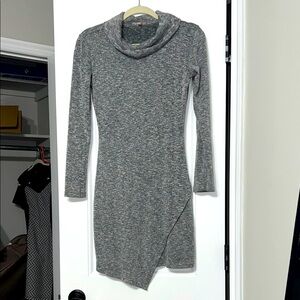 Gray Heathered Cowl Neck Dress